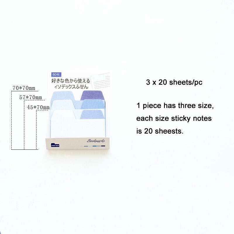 Gradient Index Sticky Notes Memo Pad 3x20 Sheets Classify Self-stick Notes N Times Notepad Stickers Paper School Office Supplies