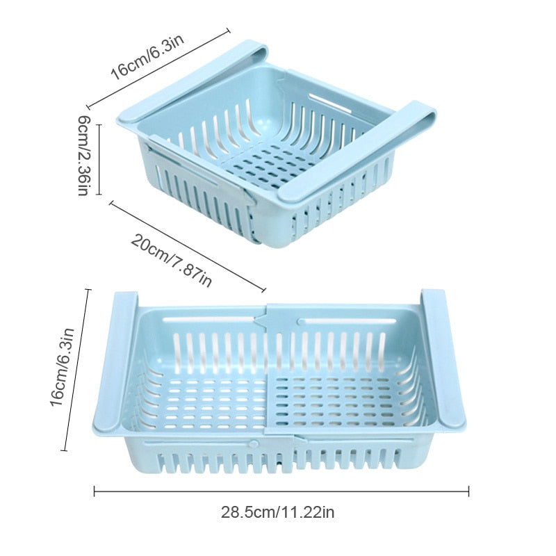 1/2Pcs Kitchen Organizer Stretchable Refrigerator Storage Rack Food Storage Baskets Fridge Container Space Saver Pull-out Drawer