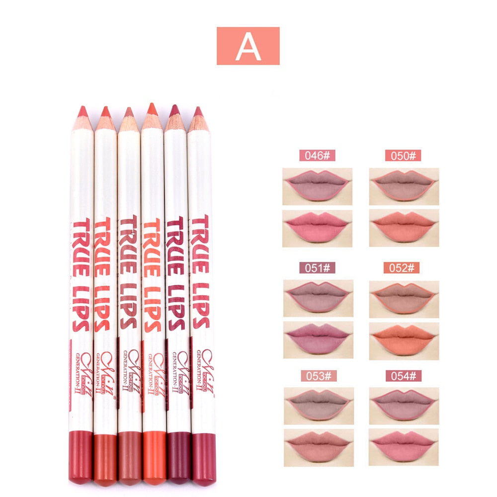 6Pcs/set Lipliner Pencil Matte Lipstick Waterproof Long Lasting Women Makeup crayon