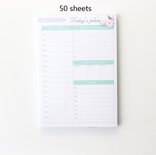 50 sheets Kawaii Korean Daily Memo Pads Note Weekly Monthly Planner Notepad Desk Organizer Pads School Stationery