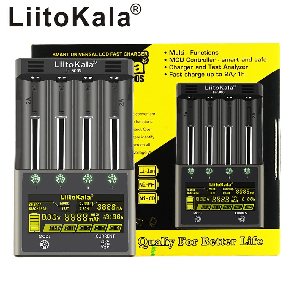 LiitoKala Battery Charger for 18650 26650 21700 AA AAA 3.7V lithium NiMH battery