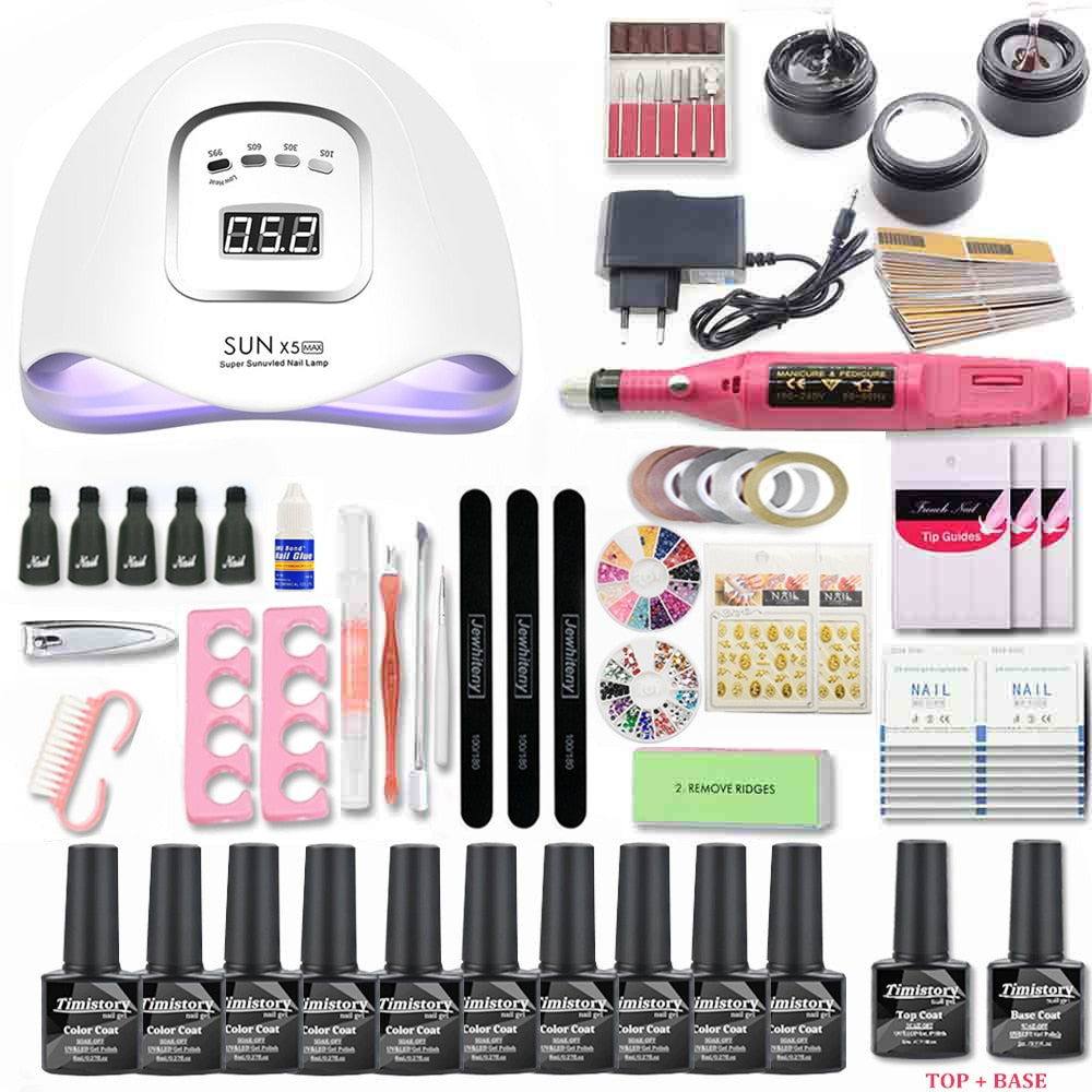 Nail Set for Nail 20 Kinds Nail Polish Kit with 20000RPM Nail drill Machine Nail lamp Acrylic Kit Nail Art Tools Nail Art Set