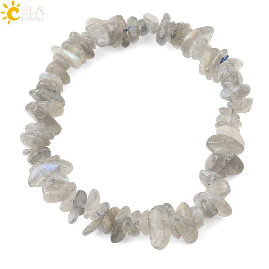 Natural Stone Bracelet Asymmetry Beads Crystal Quartz Gravel Stretch Bracelets Bangles for Women Girls