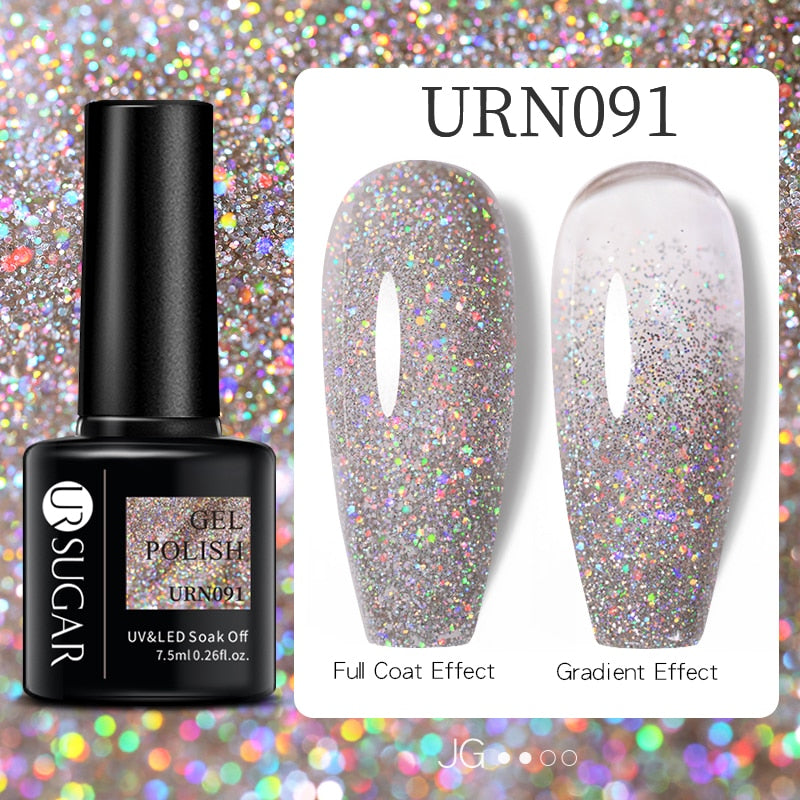 UR SUGAR 7.5ml Glitter UV Gel Nail Polish Glitter Sequins Soak Off UV Gel Varnish Colorful Nail Gel Polish DIY Nail Art Polish