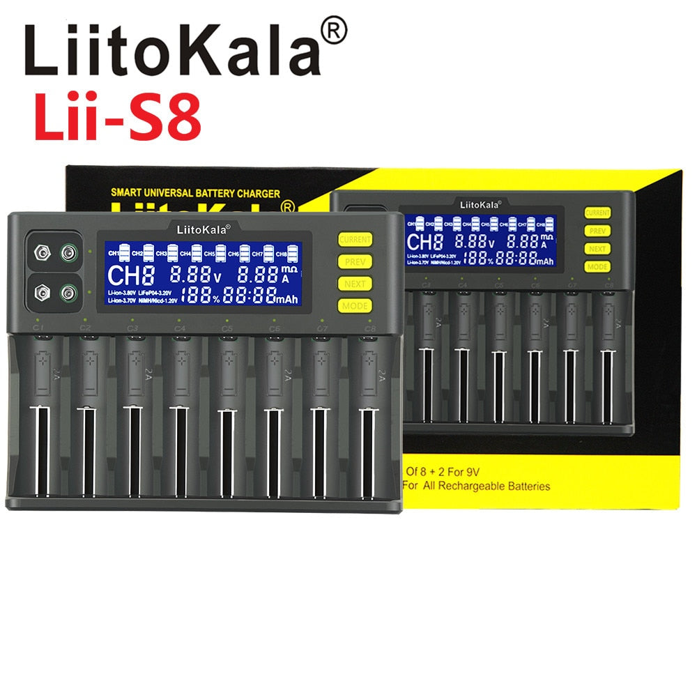 LiitoKala Battery Charger for 18650 26650 21700 AA AAA 3.7V lithium NiMH battery