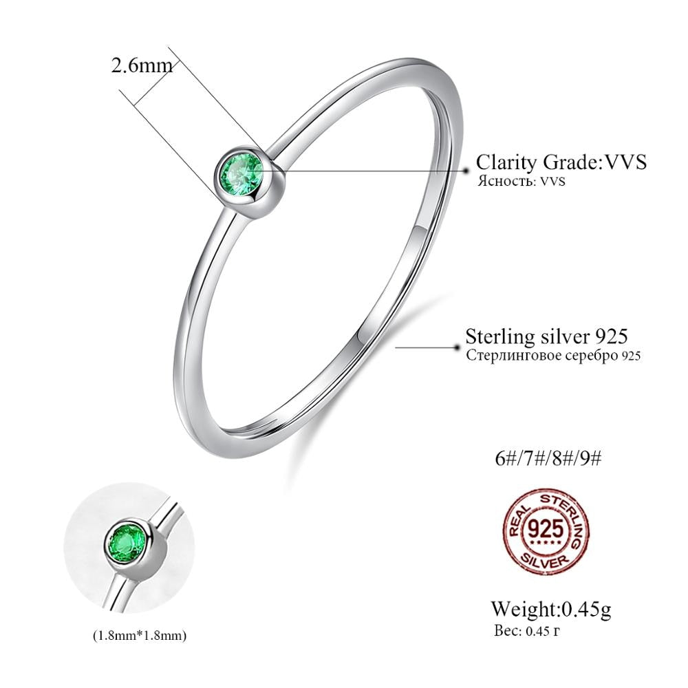 PAG&MAG  Sterling Silver 925 Ring Green Topaz For Women Thin Circle Gemstone Promis Rings Silver 925 Jewelry Anillos Mujer