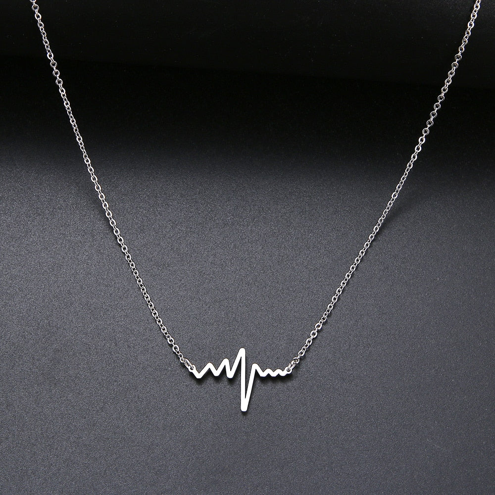 Heartbeat Necklace Women Love Heart Necklaces & Pendants Medical Nurse Doctor Lover Gifts Stainless Steel Jewelry