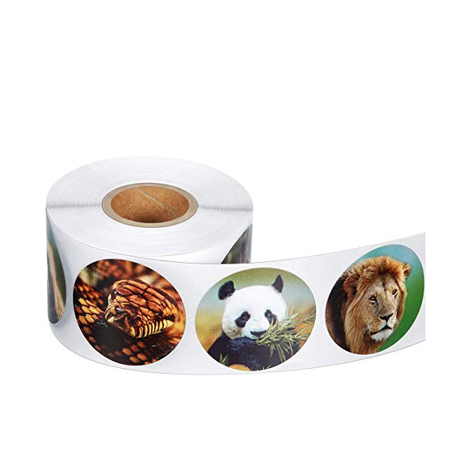 500pcs Funny Animal Stickers roll classic Cute Waterproof farm Package Seal Label Cool Skateboard school Stickers Reward For Kid