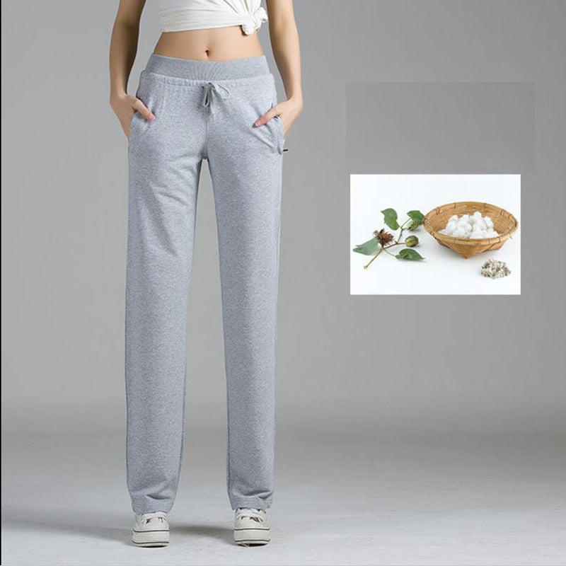 Oversize 4xl Casual Straight Sweatpants Women Basic Lace Up High Waist Jogger Pants Spring Summer Cotton Baggy Pantalones