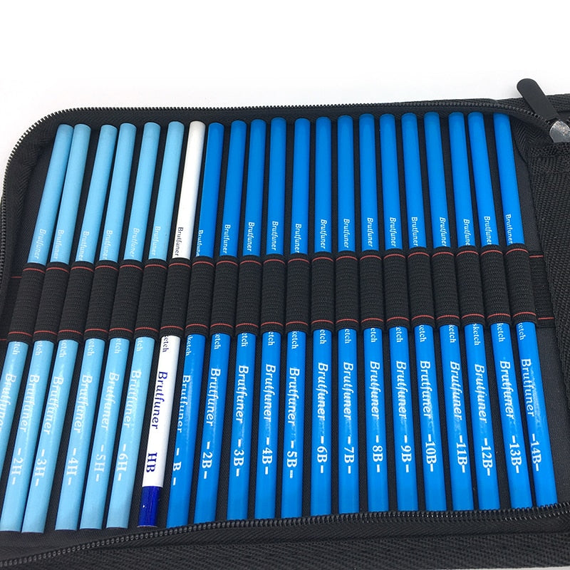 Brutfuner 28/38pcs Sketch Pencil Set Professional Drawing Kit Roll Up Charcoals Pencil Bags Artist Beginner Student Art Supplies