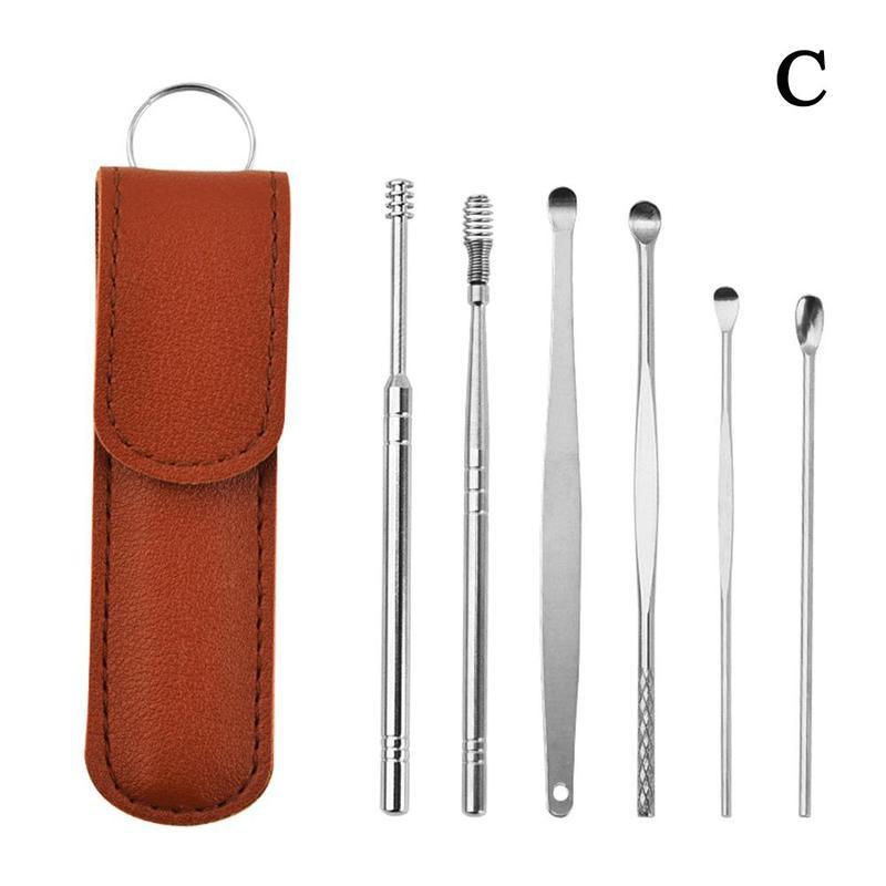 6pcs Ear Cleaner Wax Removal Tool Earpick Sticks Earwax Remover Curette Ear Pick Cleaning Ear Cleanser Spoon Health Care Earpick