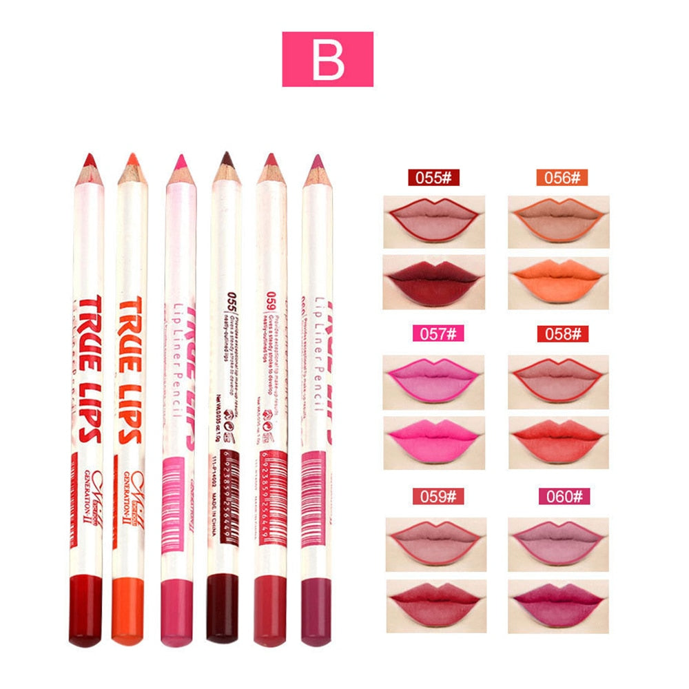 6Pcs/set Lipliner Pencil Matte Lipstick Waterproof Long Lasting Women Makeup crayon