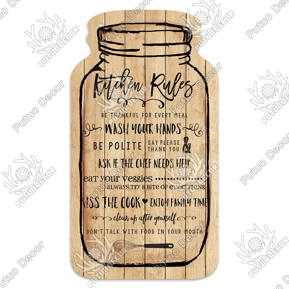 Decor Kitchen Sign Mason Jar Shape Wood Hanging Sign Irregular Plate for Rustic Home Decoration Kitchen Wall Decor GiftTag