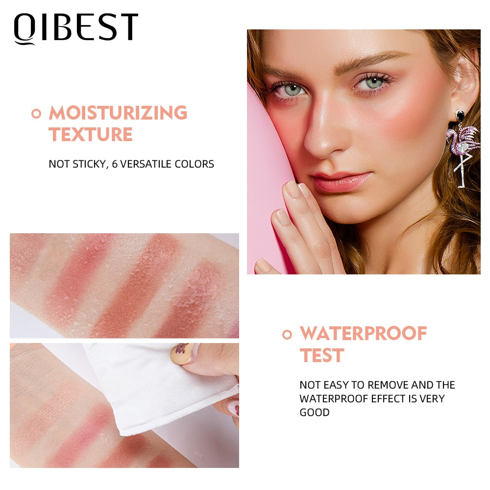 QIBEST Face Blusher Peach Cream Makeup Blush Palette Cheek Contour Blush Cosmetics Blusher Cream Korean Makeup Rouge Tint Blush