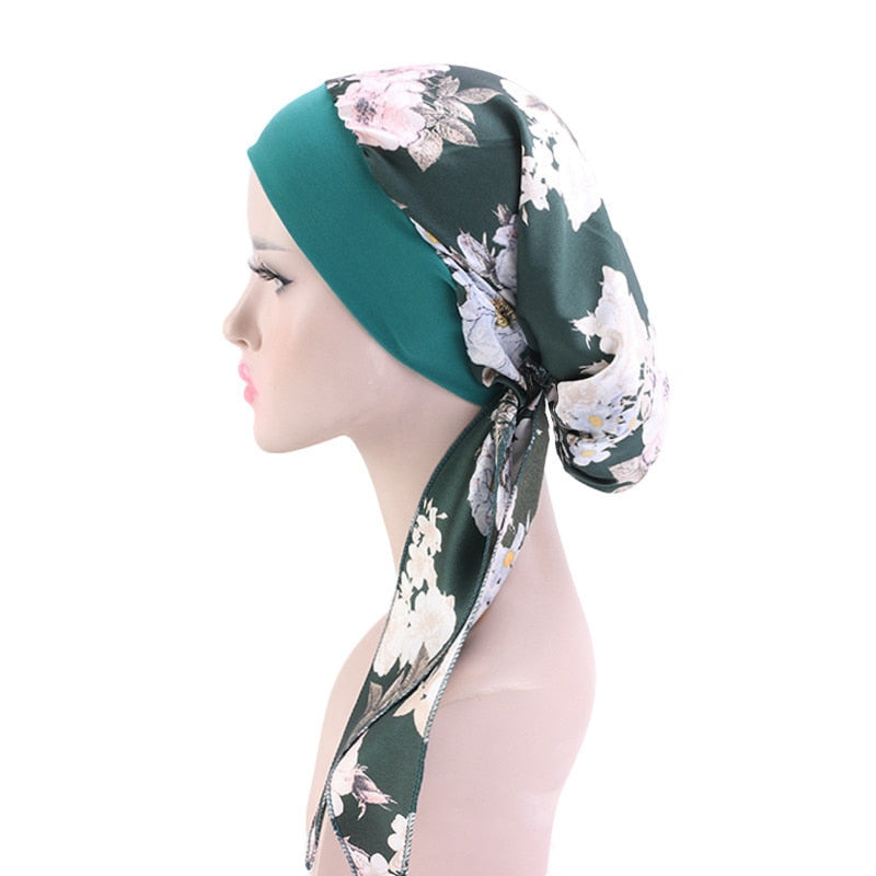 Printed flowers women inner hijabs cap muslim head scarf turban bonnet ready to wear ladies wrap under hijab caps