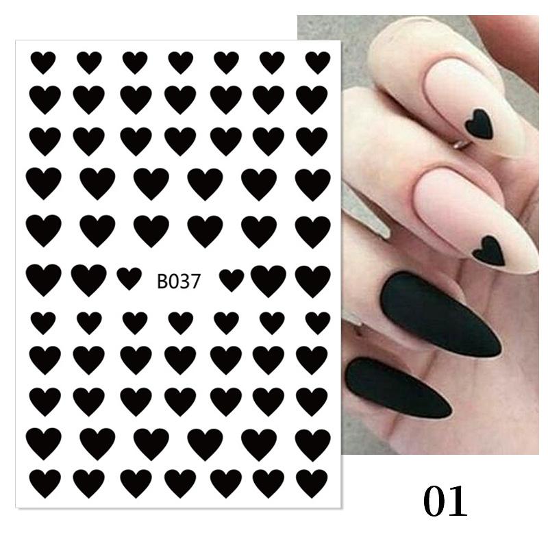 1PC Heart Love Design 3D Nail Sticker English Letter stickers Face Pattern Trasnfer Sliders Valentine's Day Nail Art Decoration