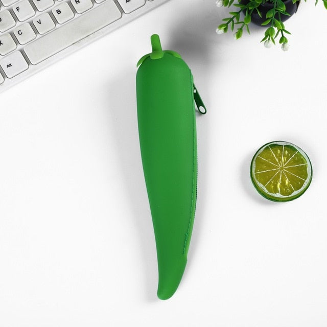 Fruit and vegetable silicone pencil case Cute pencil bag Student pen case Children storage bag big purse key bag School supplie