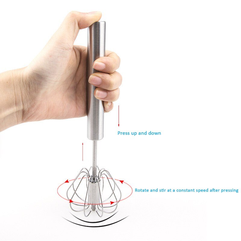 Stainless Steel Hand Pressure Rotating Semi-Automatic Mixer Coffee Milk Mixing Eggbeater Handheld Kitchen Cooking Tool