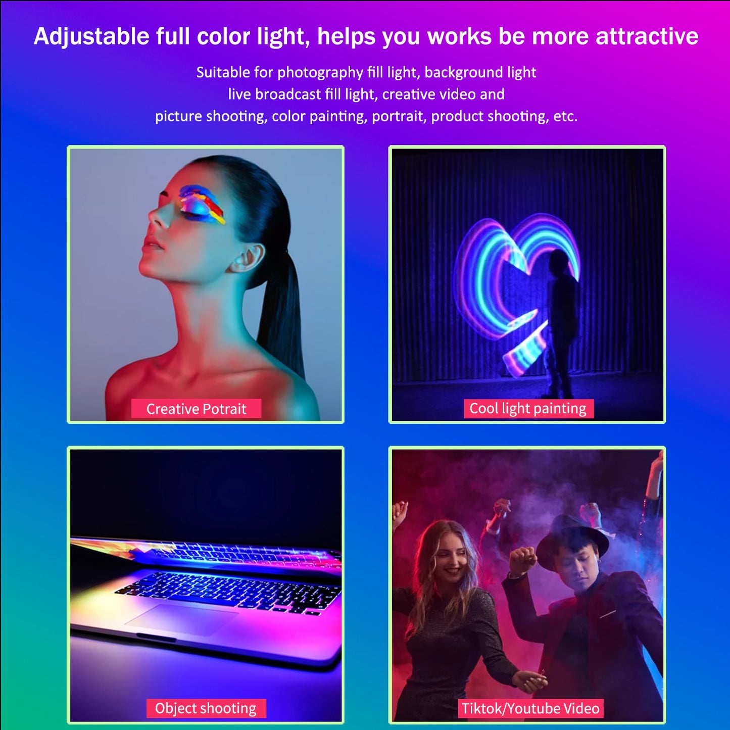 LUXCEO Q508A LED Lightsabers RGB Video Light Remote Control 3000K-6000K 36Color Studio Photo Lighting For Youtube TikTok Vlog