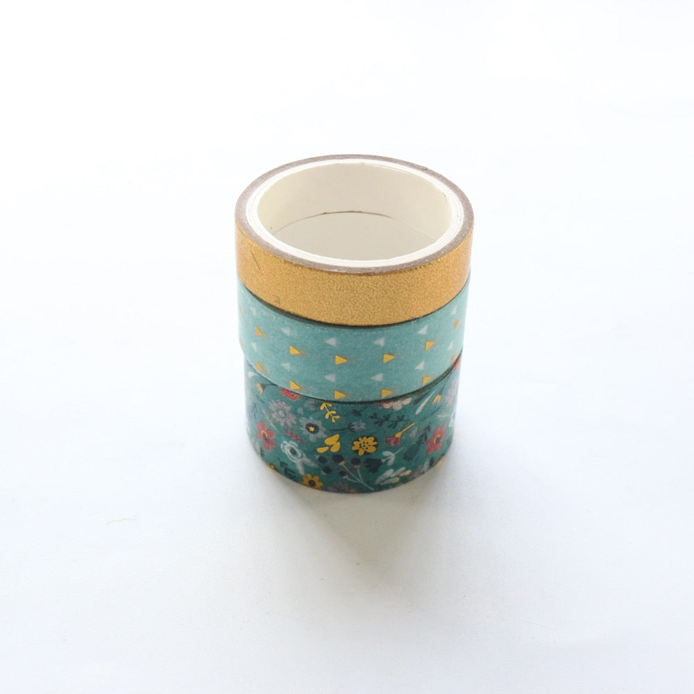 Domikee Cute candy Japanese gold foil masking tape lot for travel journal school decorative DIY diary washi tape stationery 3pcs