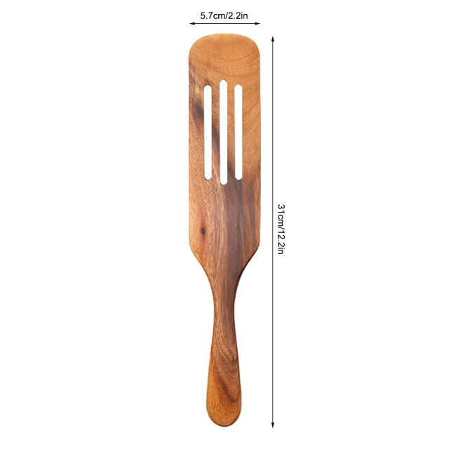 Wooden Kitchen Utensil Set, Acacia Spurtle Kitchen Sets Non-Stick Wooden Cooking Utensils Spatula Slotted Spurtle Spatula Sets