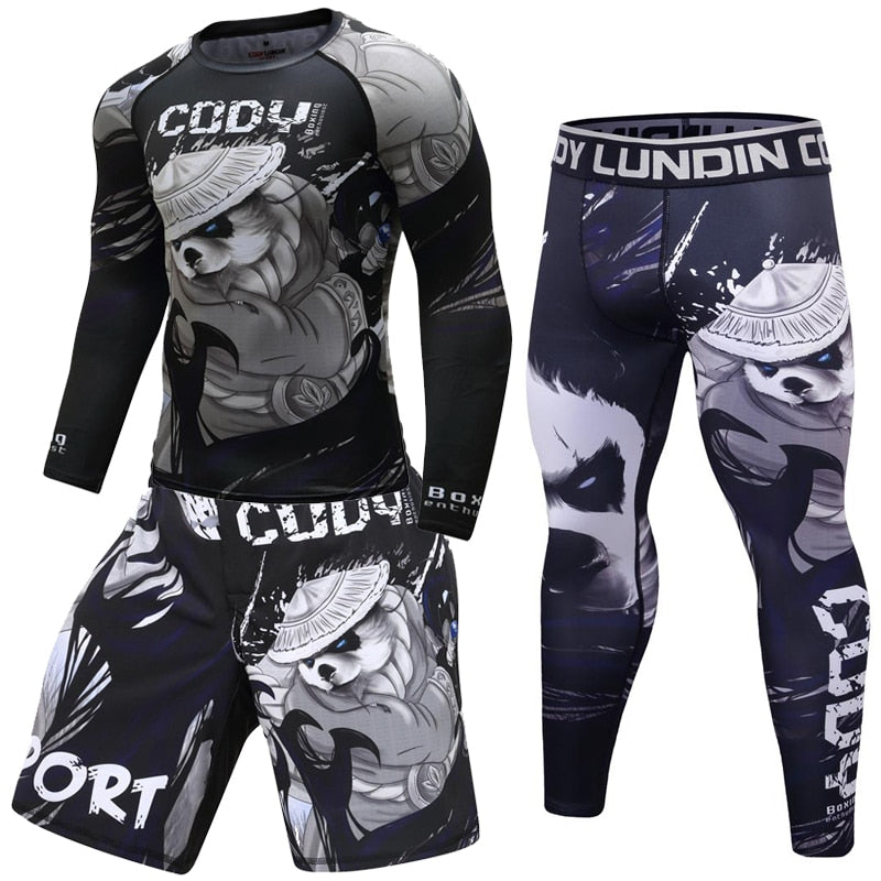 Male Fitness Suit MMA Running Shirt Men Rashguard Training T Shirt Crossfit Bodybuilding Men Compression Kit Print 3D T Shirt