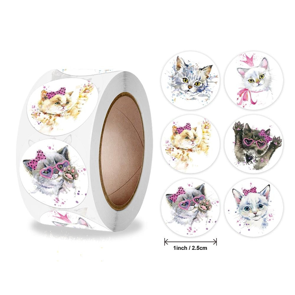 Stickers 500 Pcs/roll Teacher Reward Sticker Fun Motivation Cat Dog Stickerfor School Teacher Student Stationery Stickers Kids