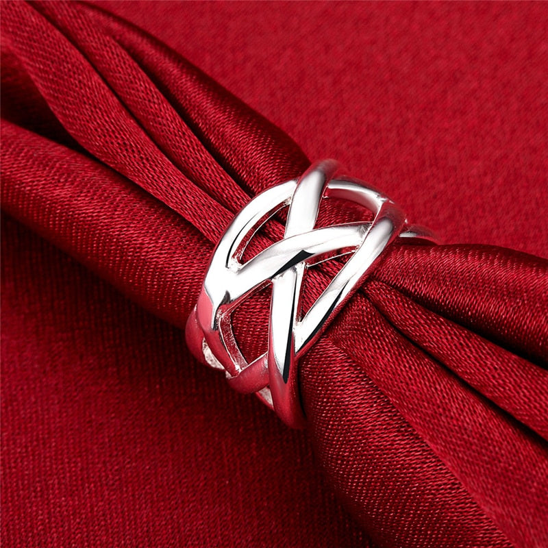 Sterling Silver Cross Intertwined Ring For Women Wedding Engagement Party Fashion Charm Jewelry