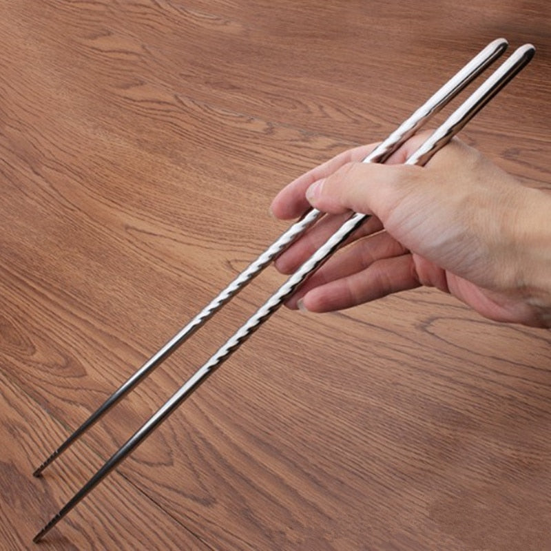 1Pair Extra Long 38.8cm Cooking Chopsticks Kitchen Tools Hot Pot Chopsticks Frying Noodle Chopsticks Stainless Steel Chop Sticks