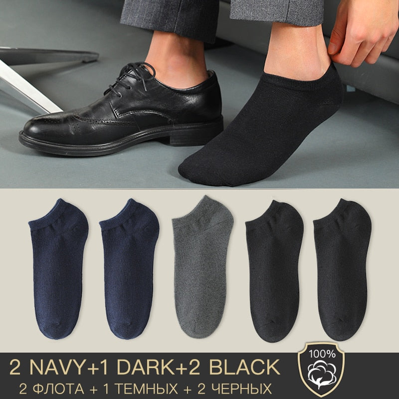 HSS Brand 100% Cotton Men Socks Summer Thin Breathable Socks High Quality No Show Boat Socks Black Short For Students Size 39-44