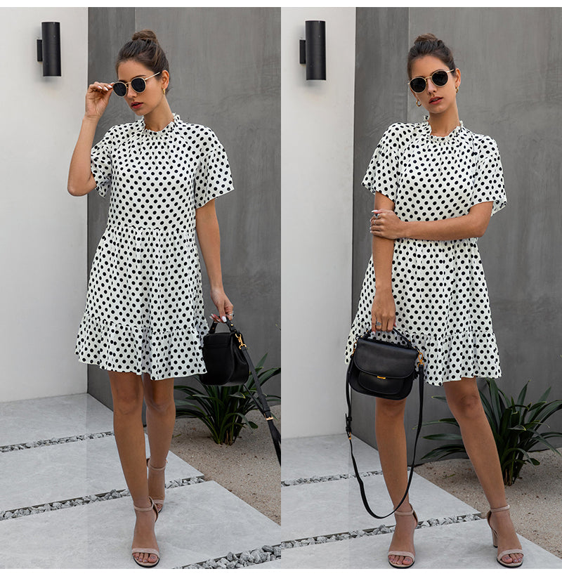 Black Dress Polka-dot Women Summer Sundresses Casual White Loose Fit Clothes Free People 
Yellow Womens Clothing Everyday