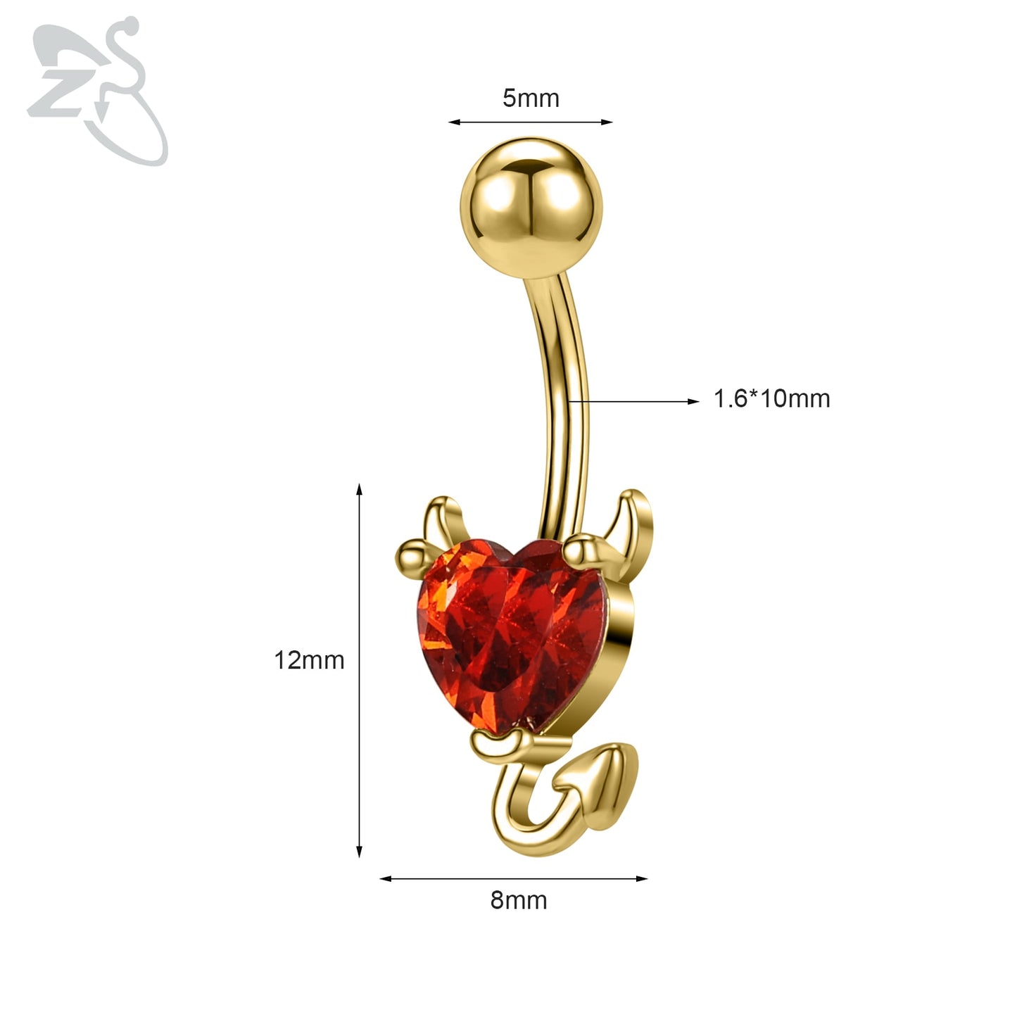 1 Piece Gold Color Stainless Steel Belly Ring Flower Heart CZ Crystal Navel Belly Button Rings Butterfly Navel Piercings