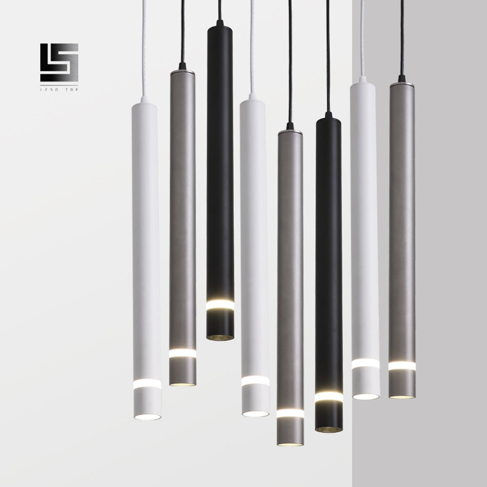 Modern led Pendant Lamp Long Tube light Kitchen Island Dining Room Shop Bar Decoration Cylinder Pipe Pendant Light Kitchen Lamp