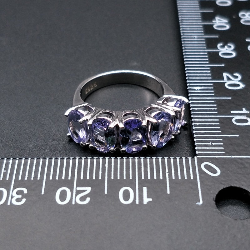 Tanzanite ring natural gemstone oval 5*7mm in 925 sterling silver simple design shiny precious stone jewelry