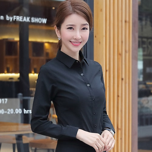 Women Shirts Blouses Women White Shirt Long Sleeve Blouse Female Tops OL Basic Shirt Blouses  Fashion Elegant Woman Clothing