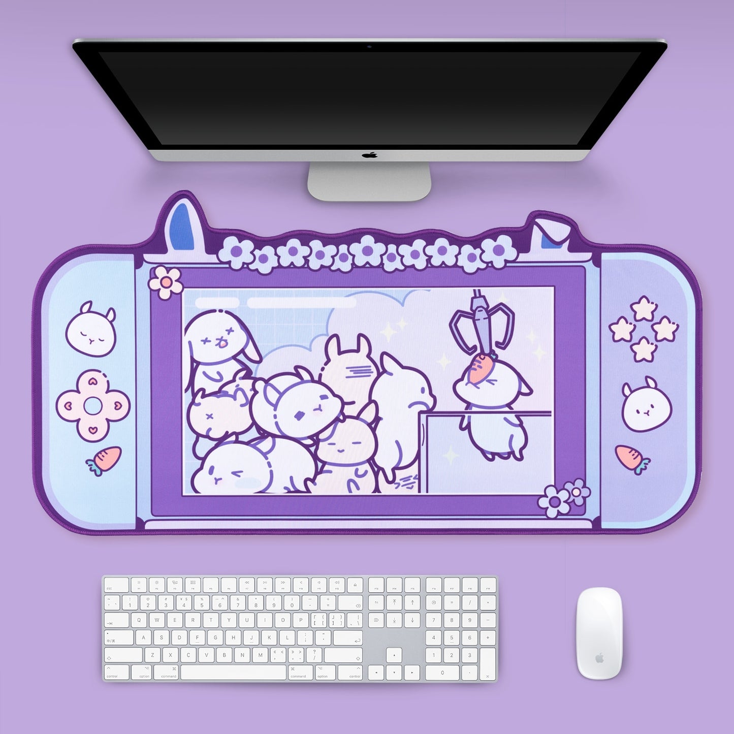 Purple Rabbit Trap Mouse Pad 44cm*80cm Super Cute Thickened Office Computer Big Mouse Pad Keyboard Pad Wrist Rest Girl Kawaii