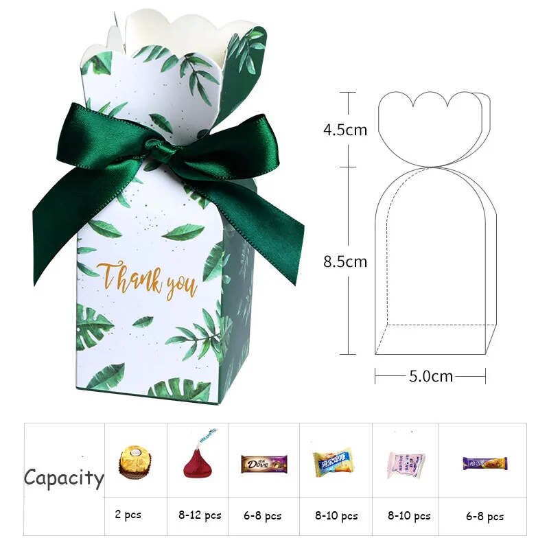 Green Paper Candy Boxes Gift Bag Wedding Gift Box Baby Shower Favors Birthday Party Christmas Supplies Wedding Decoration