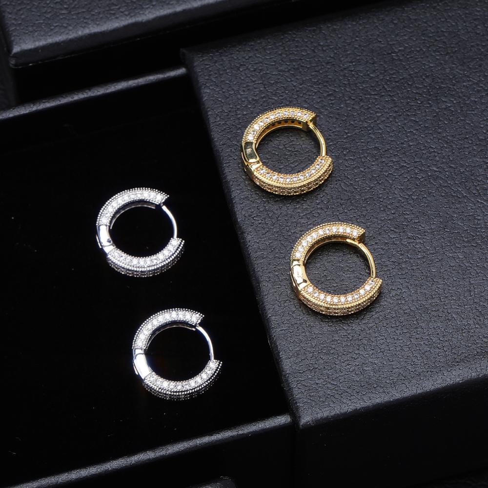 Gold/Silver Color Plated Iced Out Double row CZ Stone Stud Earring Hip Hop Rock Jewelry Earrings