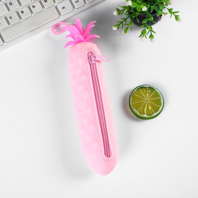 Fruit and vegetable silicone pencil case Cute pencil bag Student pen case Children storage bag big purse key bag School supplie