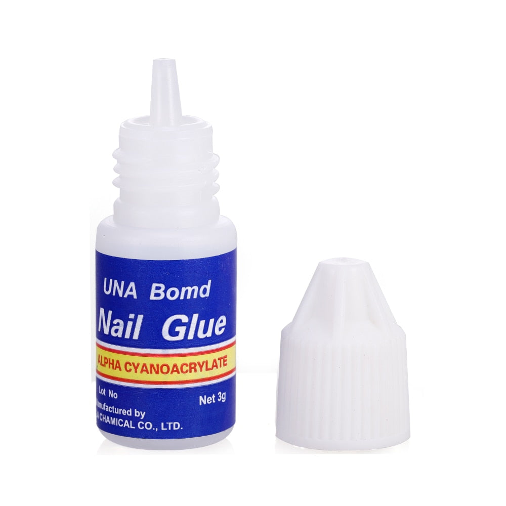 2 Bottle / Set Nail Glue With Brush Doesn't Hurt Fingernail False Nail Glue Stick Nail Supplies Decoration Nail Tips Tools 3g