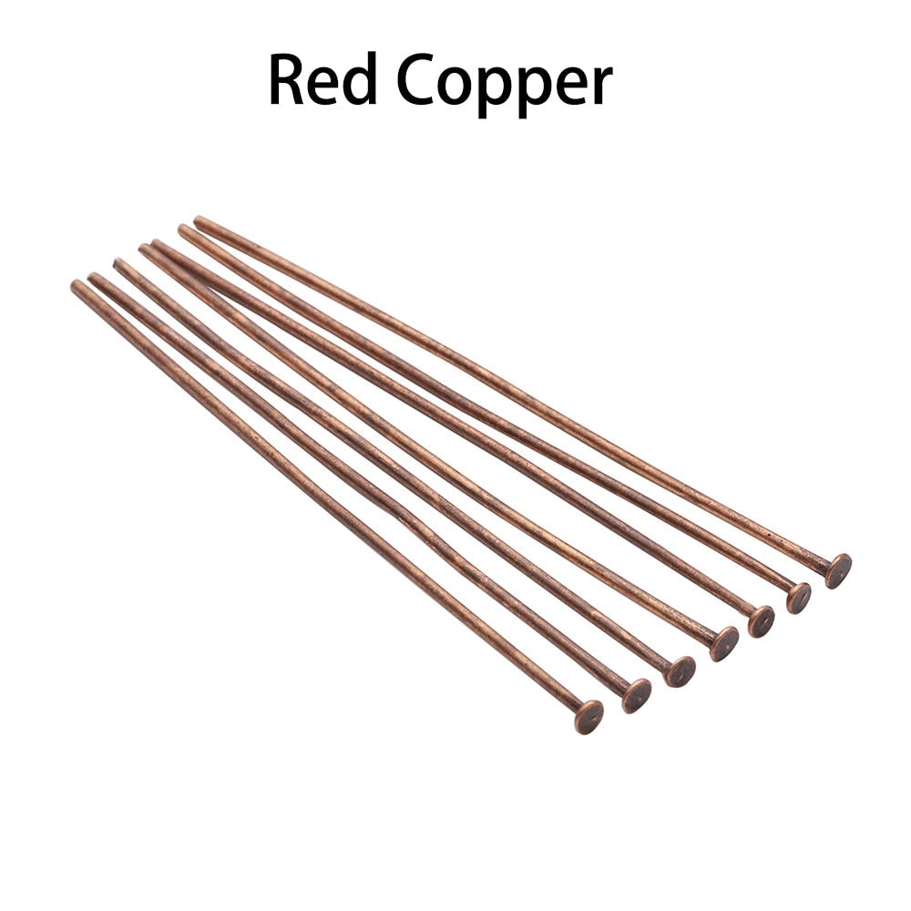 100-200pcs/bag 20 25 30 40 50 60 70 mm Flat Head Pins Gold/Copper/Rhodium Headpins For Jewelry Findings Making DIY Supplies