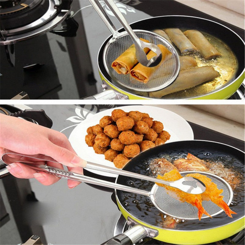 1pcs Kitchen Accessories Stainless Steel Fried Food Fishing Oil Scoop Kitchen Gadget and Barbecue Brush for Kitchen Tools Home-S