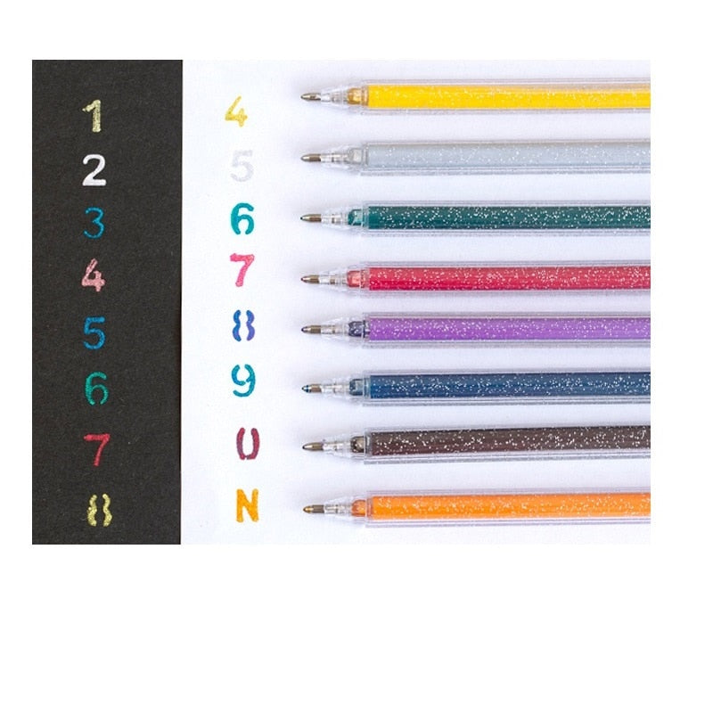 8 colors pen set Bling bling glitter color marker pens drawing scrapbook album tools DIY Stationery School art F596