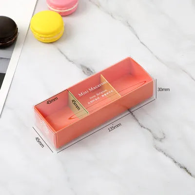 10pcs Macaron packaging box high-end French biscuit candy carton window open PET transparent 3/5/6 grain baking drawer type