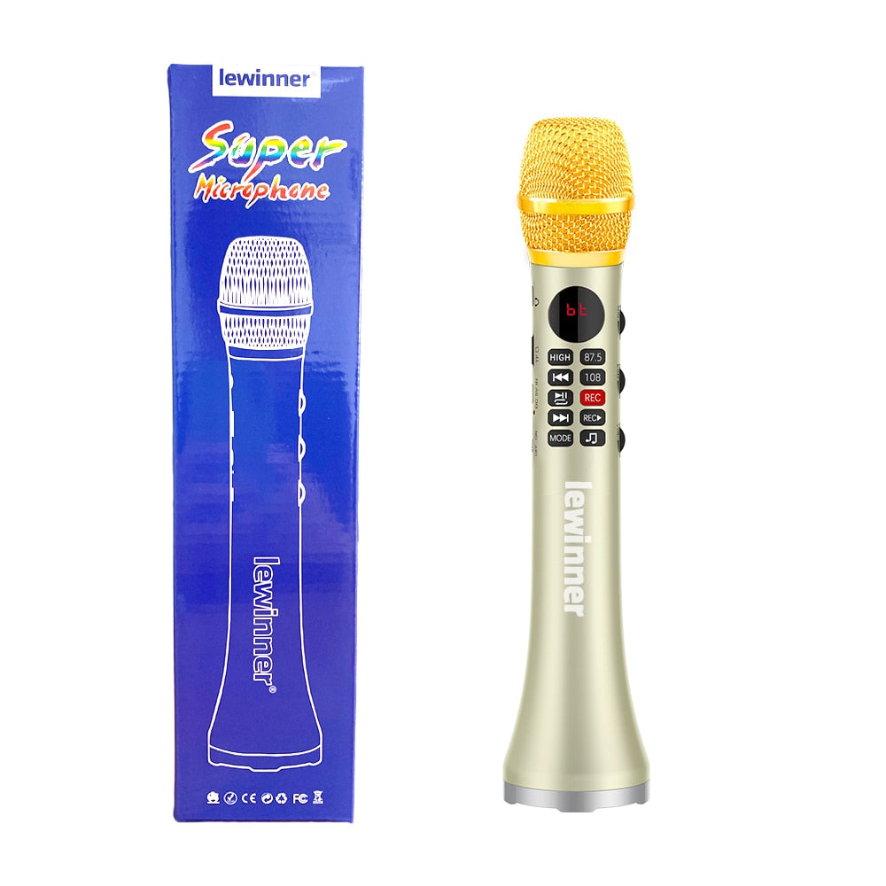 Lewinner L-699 Professional Karaoke Microphone Wireless Speaker Portable Bluetooth microphone for phone support record TF play