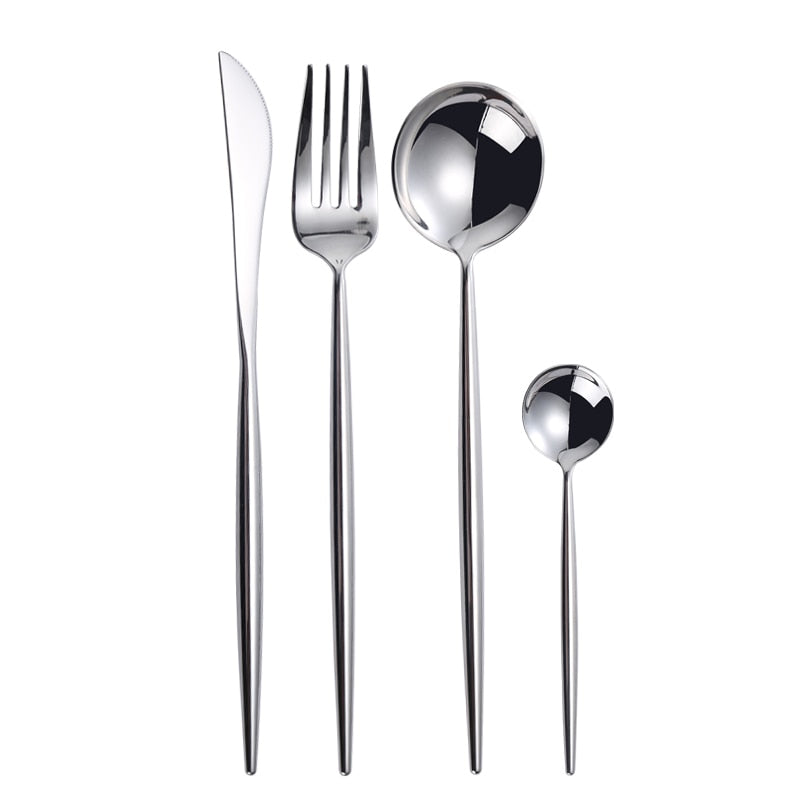 Dinner Set Cutlery Knives Forks Spoons Wester Kitchen Dinnerware Stainless Steel Home Party Tableware Set