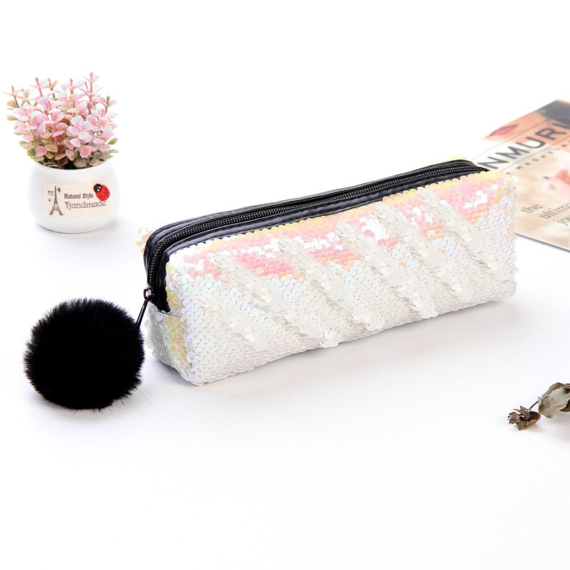 School Pencil Case Sequin Pencilcase for Girls Boys Penal Bag Kawaii Cartridge Pen Box Big Multi Cosmetic Pouch Stationery