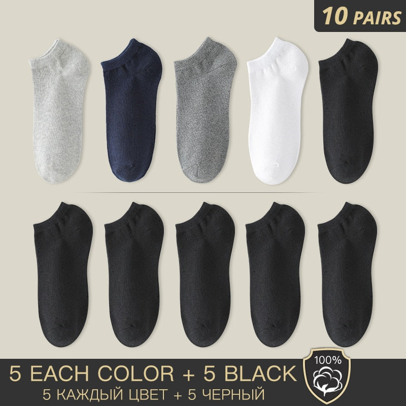 HSS Brand 100% Cotton Men Socks Summer Thin Breathable Socks High Quality No Show Boat Socks Black Short For Students Size 39-44