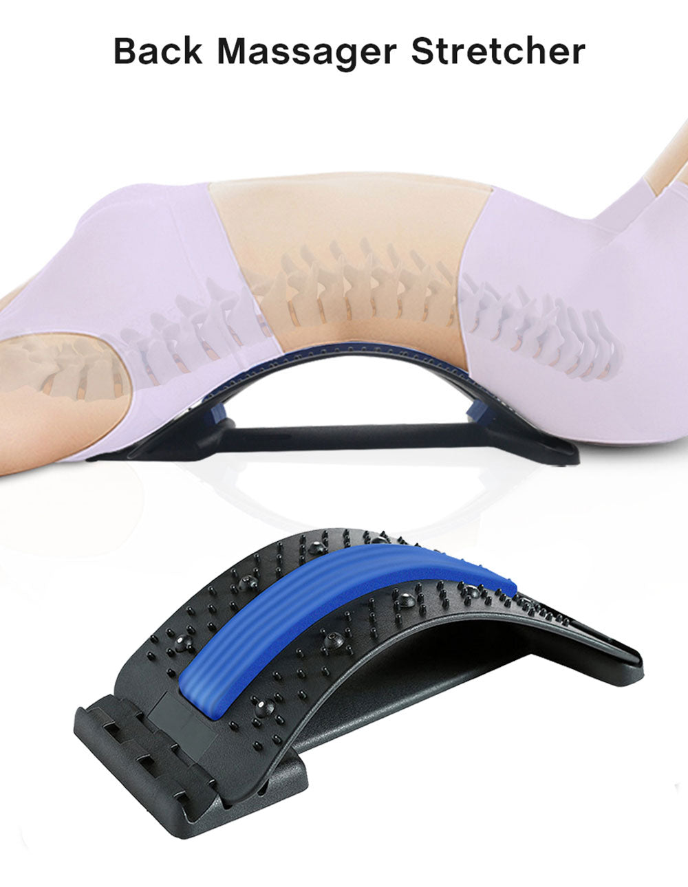 Multi-Level Adjustable Back Massager Stretcher Waist Neck Stretch Fitness Lumbar Cervical Spine Support backpain Relief Relax