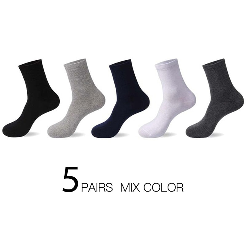 High Quality Casual Men's Business Socks Summer Winter Cotton Socks Quick Drying Black White Long Sock Plus Size